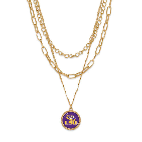Collegiate Gold Chain Charm Necklace - LSU - OBX Prep