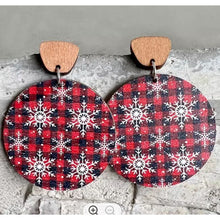 Christmas Round Wood Dangle Earrings - OBX Prep